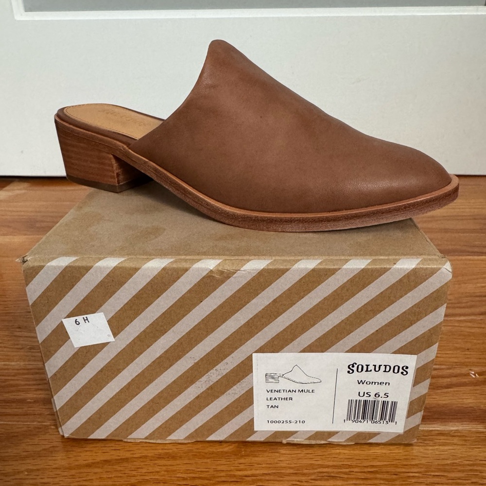 Soludos Tan Leather Venetian Mule
